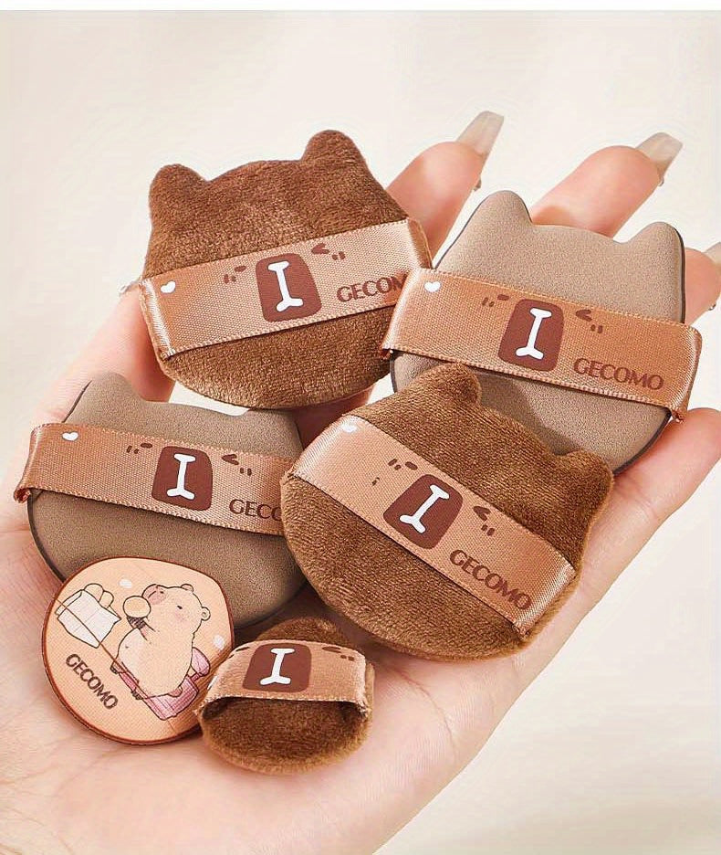 5/6PCS Capybara Powder puff Set Box Wet And Dry Use Mini Fingertip Powder Puff Soft Skin-friendly Flocking Air Cushion