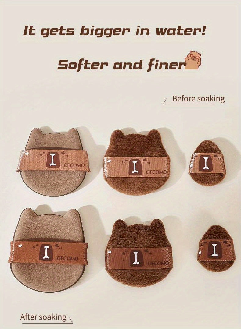 5/6PCS Capybara Powder puff Set Box Wet And Dry Use Mini Fingertip Powder Puff Soft Skin-friendly Flocking Air Cushion