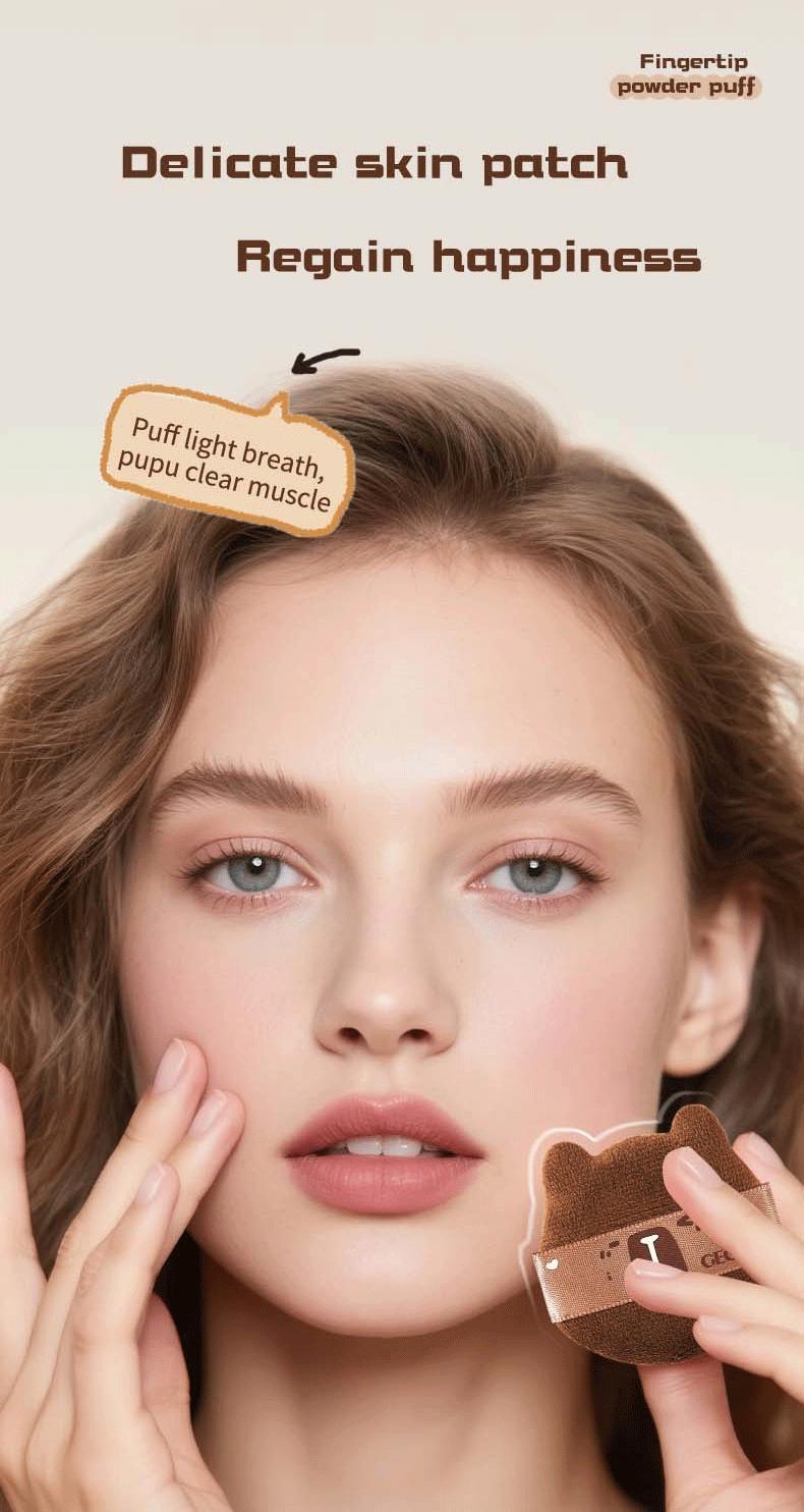 5/6PCS Capybara Powder puff Set Box Wet And Dry Use Mini Fingertip Powder Puff Soft Skin-friendly Flocking Air Cushion