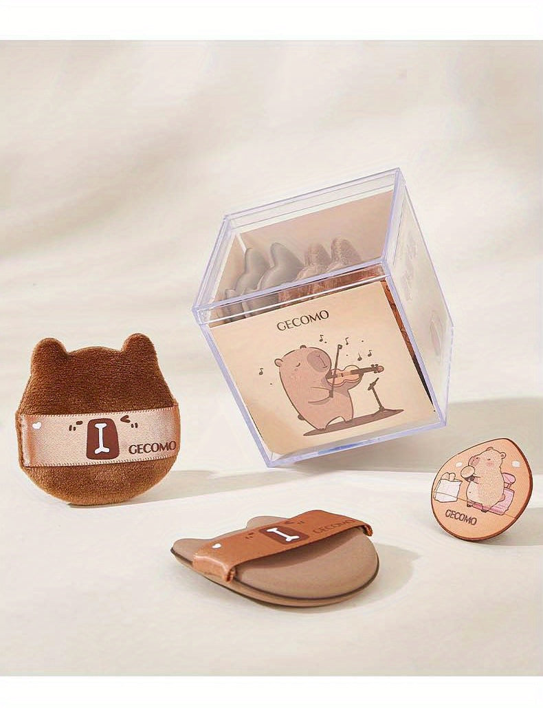 5/6PCS Capybara Powder puff Set Box Wet And Dry Use Mini Fingertip Powder Puff Soft Skin-friendly Flocking Air Cushion
