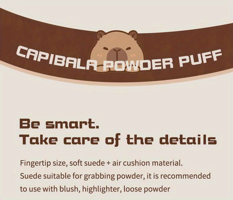 5/6PCS Capybara Powder puff Set Box Wet And Dry Use Mini Fingertip Powder Puff Soft Skin-friendly Flocking Air Cushion