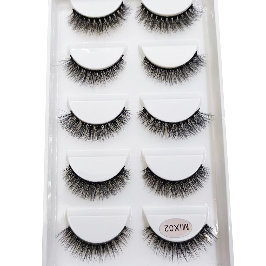 New 5 Pairs Natural 3D False Eyelashes Makeup Mink Eyelash Fake Eye Lashes Faux Cils Make Up Beauty Maquillaje Tools H13 Cat