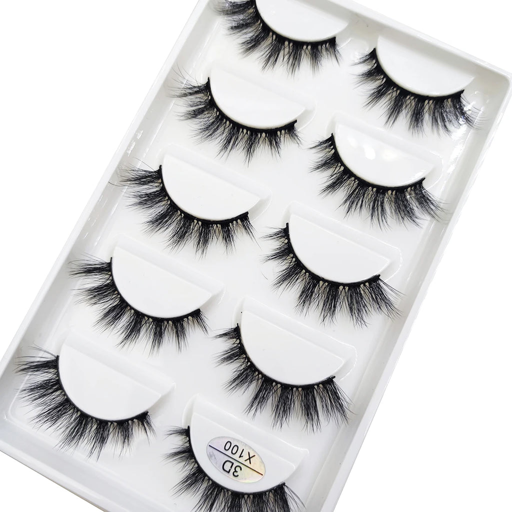 New 5 Pairs Natural 3D False Eyelashes Makeup Mink Eyelash Fake Eye Lashes Faux Cils Make Up Beauty Maquillaje Tools H13 Cat