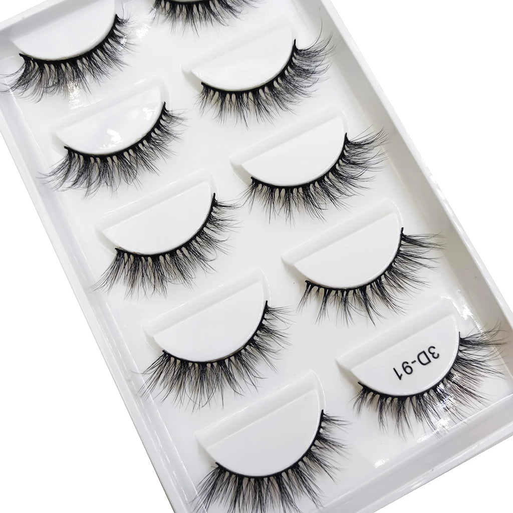 New 5 Pairs Natural 3D False Eyelashes Makeup Mink Eyelash Fake Eye Lashes Faux Cils Make Up Beauty Maquillaje Tools H13 Cat