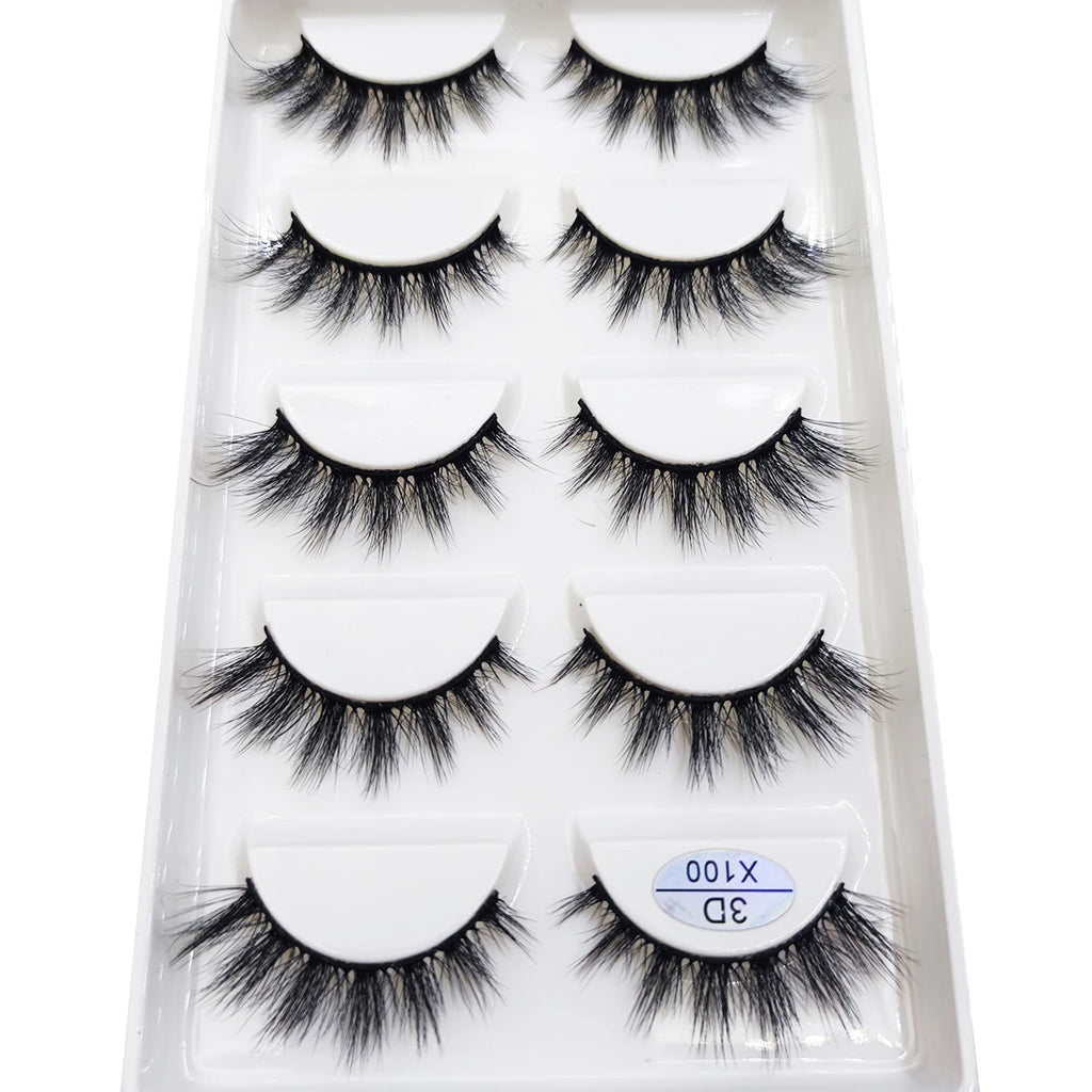 New 5 Pairs Natural 3D False Eyelashes Makeup Mink Eyelash Fake Eye Lashes Faux Cils Make Up Beauty Maquillaje Tools H13 Cat