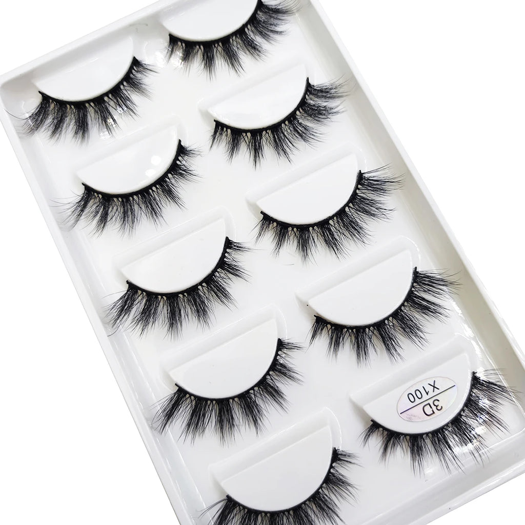 New 5 Pairs Natural 3D False Eyelashes Makeup Mink Eyelash Fake Eye Lashes Faux Cils Make Up Beauty Maquillaje Tools H13 Cat