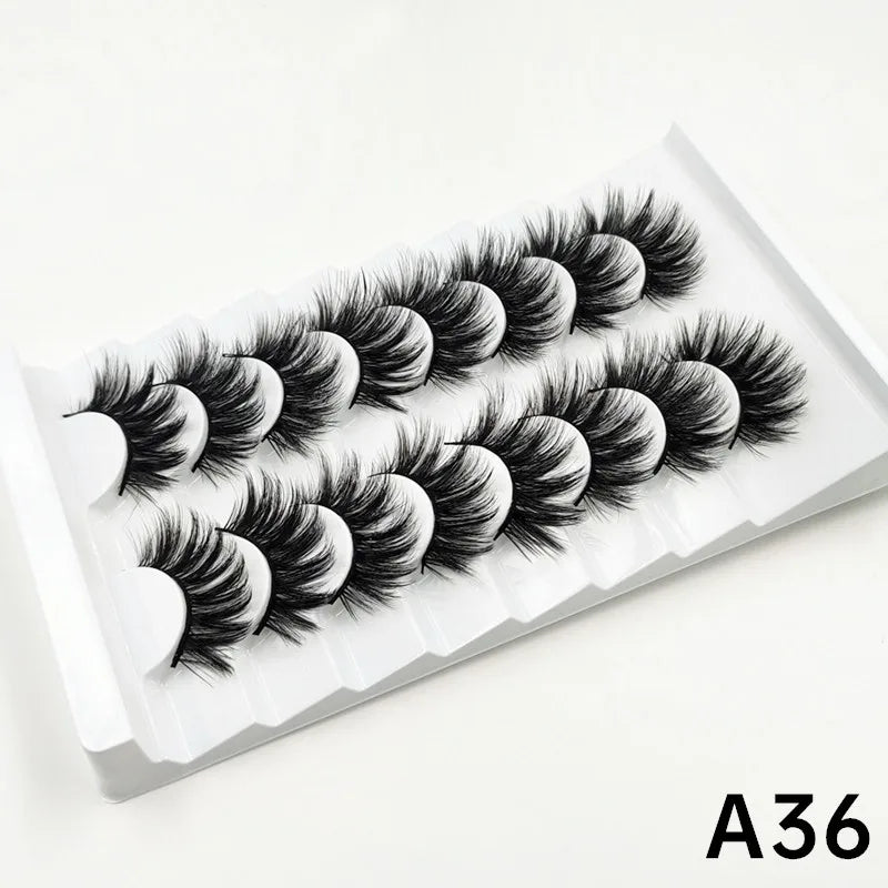 MIOFIA 8 pairs 3D mink eyelashes wholesale, no cruel mink eyelashes, artificial mink lashes bulk, natural false eyelashes makeup