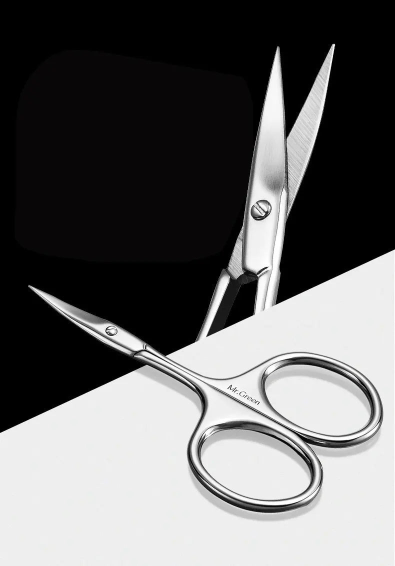 MR.GREEN Manicure Precision Professional Stainless Steel  Eyebrow Eyelash Hair Remover Trimme Tool  Eyebrow Scissors Curved Blad