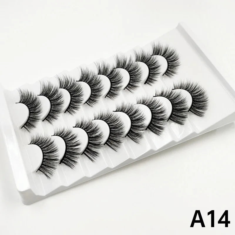 MIOFIA 8 pairs 3D mink eyelashes wholesale, no cruel mink eyelashes, artificial mink lashes bulk, natural false eyelashes makeup