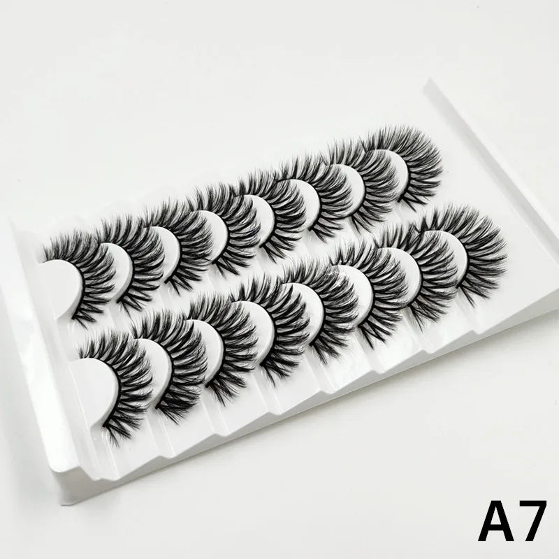 MIOFIA 8 pairs 3D mink eyelashes wholesale, no cruel mink eyelashes, artificial mink lashes bulk, natural false eyelashes makeup