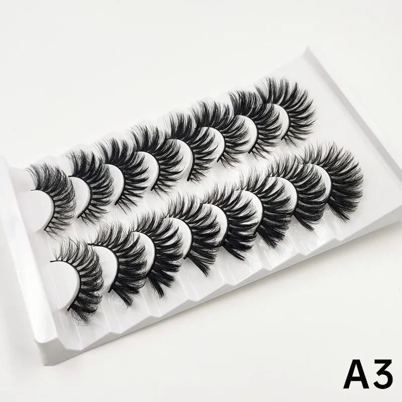 MIOFIA 8 pairs 3D mink eyelashes wholesale, no cruel mink eyelashes, artificial mink lashes bulk, natural false eyelashes makeup