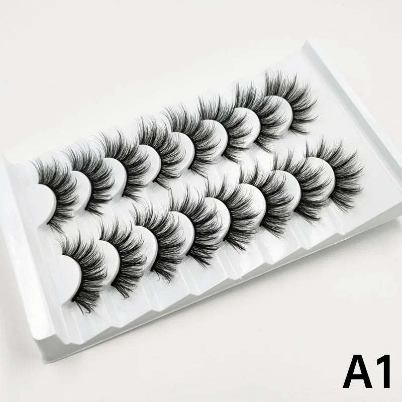 MIOFIA 8 pairs 3D mink eyelashes wholesale, no cruel mink eyelashes, artificial mink lashes bulk, natural false eyelashes makeup