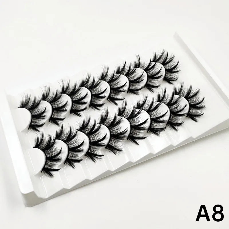 MIOFIA 8 pairs 3D mink eyelashes wholesale, no cruel mink eyelashes, artificial mink lashes bulk, natural false eyelashes makeup
