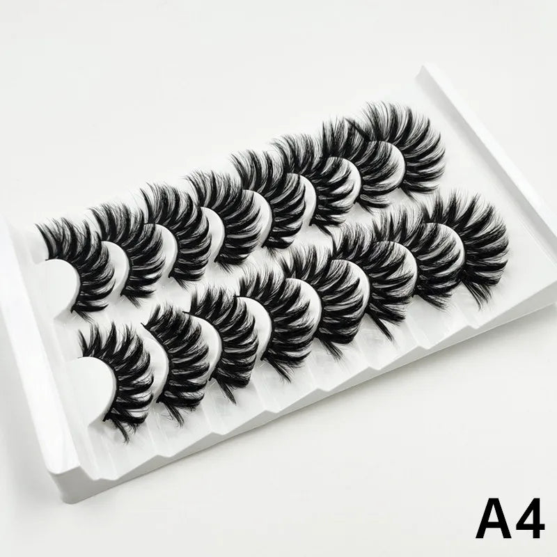 MIOFIA 8 pairs 3D mink eyelashes wholesale, no cruel mink eyelashes, artificial mink lashes bulk, natural false eyelashes makeup