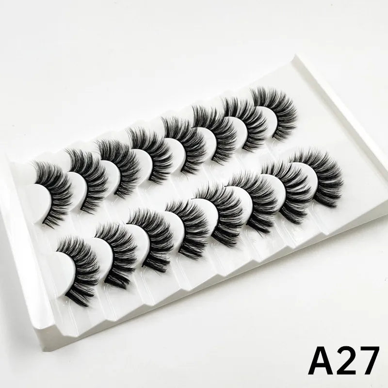 MIOFIA 8 pairs 3D mink eyelashes wholesale, no cruel mink eyelashes, artificial mink lashes bulk, natural false eyelashes makeup