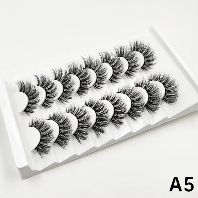 MIOFIA 8 pairs 3D mink eyelashes wholesale, no cruel mink eyelashes, artificial mink lashes bulk, natural false eyelashes makeup