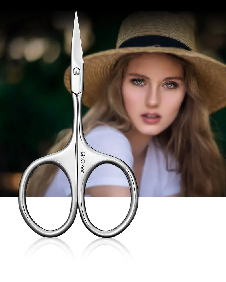 MR.GREEN Manicure Precision Professional Stainless Steel  Eyebrow Eyelash Hair Remover Trimme Tool  Eyebrow Scissors Curved Blad