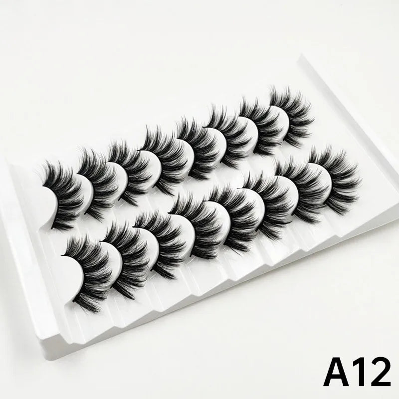 MIOFIA 8 pairs 3D mink eyelashes wholesale, no cruel mink eyelashes, artificial mink lashes bulk, natural false eyelashes makeup