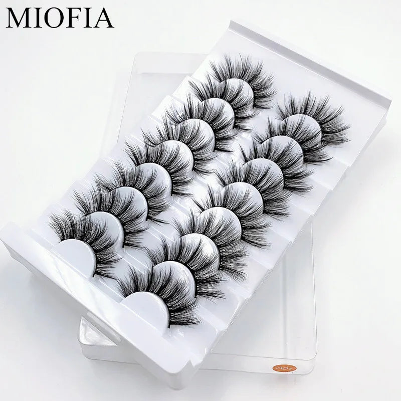 MIOFIA 8 pairs 3D mink eyelashes wholesale, no cruel mink eyelashes, artificial mink lashes bulk, natural false eyelashes makeup