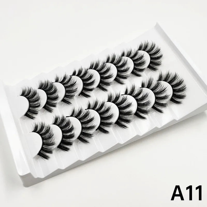 MIOFIA 8 pairs 3D mink eyelashes wholesale, no cruel mink eyelashes, artificial mink lashes bulk, natural false eyelashes makeup