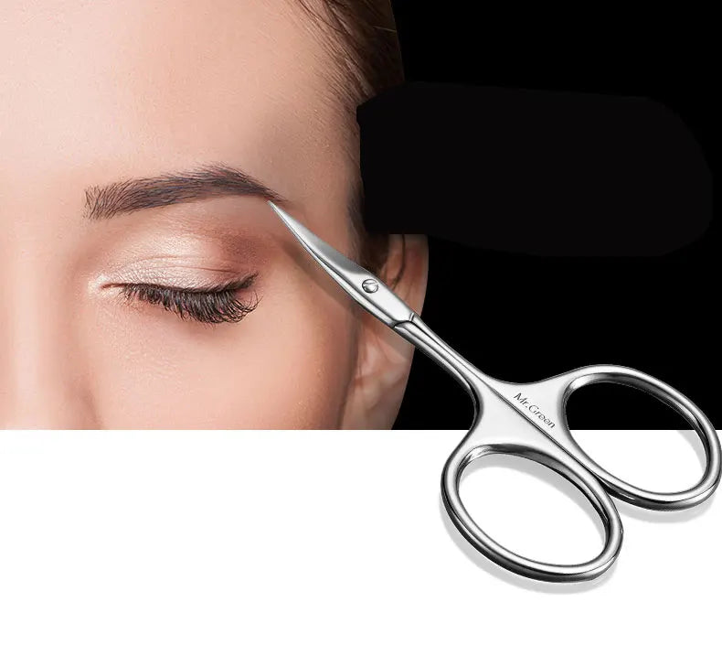 MR.GREEN Manicure Precision Professional Stainless Steel  Eyebrow Eyelash Hair Remover Trimme Tool  Eyebrow Scissors Curved Blad