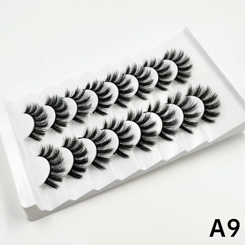 MIOFIA 8 pairs 3D mink eyelashes wholesale, no cruel mink eyelashes, artificial mink lashes bulk, natural false eyelashes makeup