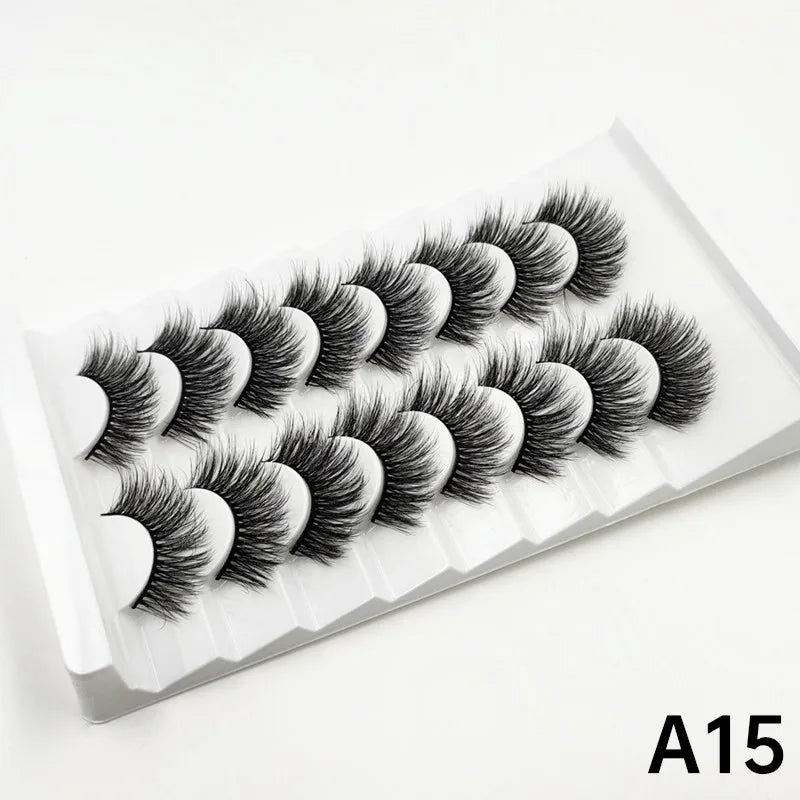 MIOFIA 8 pairs 3D mink eyelashes wholesale, no cruel mink eyelashes, artificial mink lashes bulk, natural false eyelashes makeup