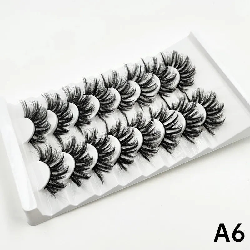 MIOFIA 8 pairs 3D mink eyelashes wholesale, no cruel mink eyelashes, artificial mink lashes bulk, natural false eyelashes makeup