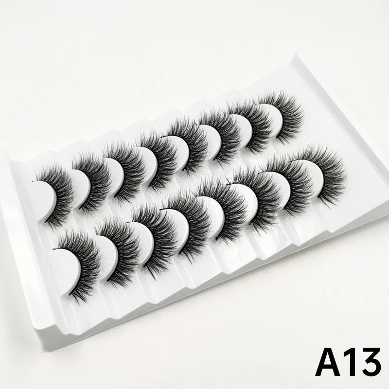 MIOFIA 8 pairs 3D mink eyelashes wholesale, no cruel mink eyelashes, artificial mink lashes bulk, natural false eyelashes makeup