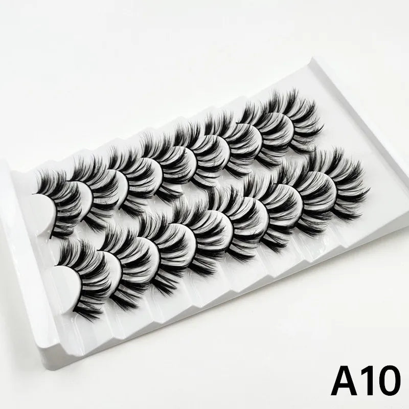 MIOFIA 8 pairs 3D mink eyelashes wholesale, no cruel mink eyelashes, artificial mink lashes bulk, natural false eyelashes makeup