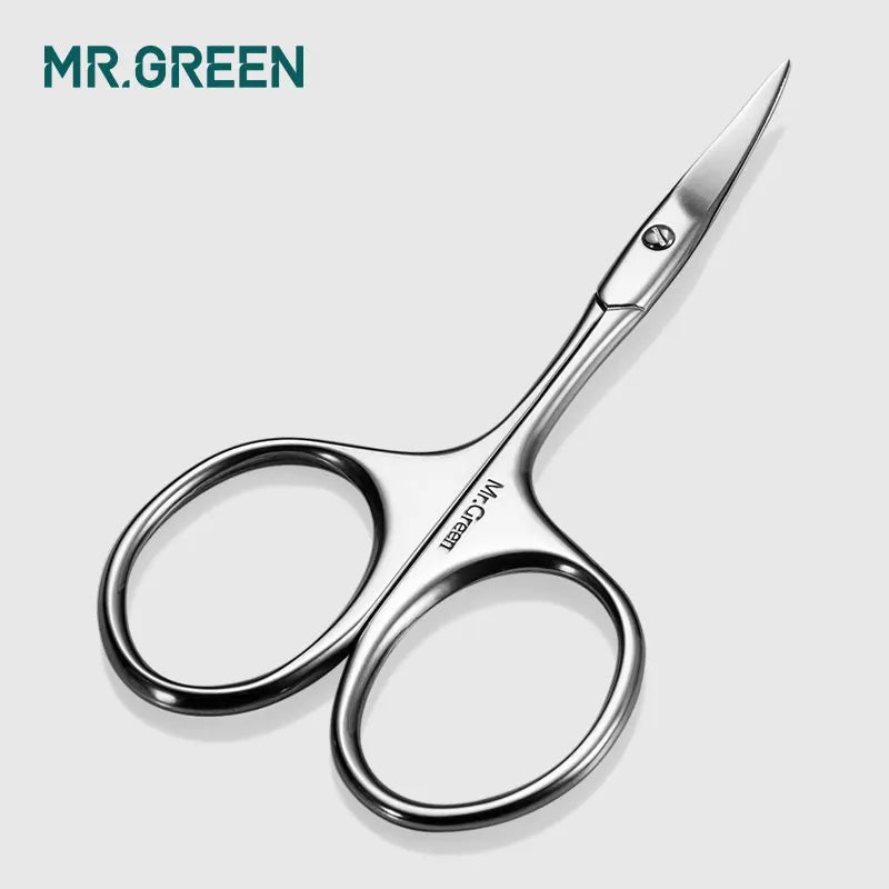 MR.GREEN Manicure Precision Professional Stainless Steel  Eyebrow Eyelash Hair Remover Trimme Tool  Eyebrow Scissors Curved Blad