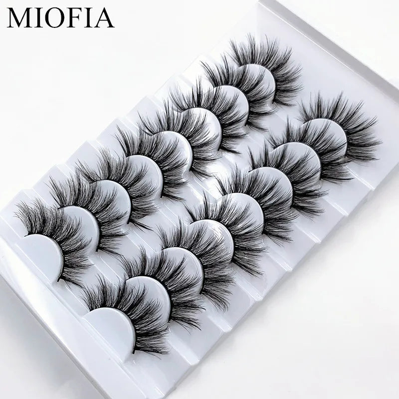 MIOFIA 8 pairs 3D mink eyelashes wholesale, no cruel mink eyelashes, artificial mink lashes bulk, natural false eyelashes makeup