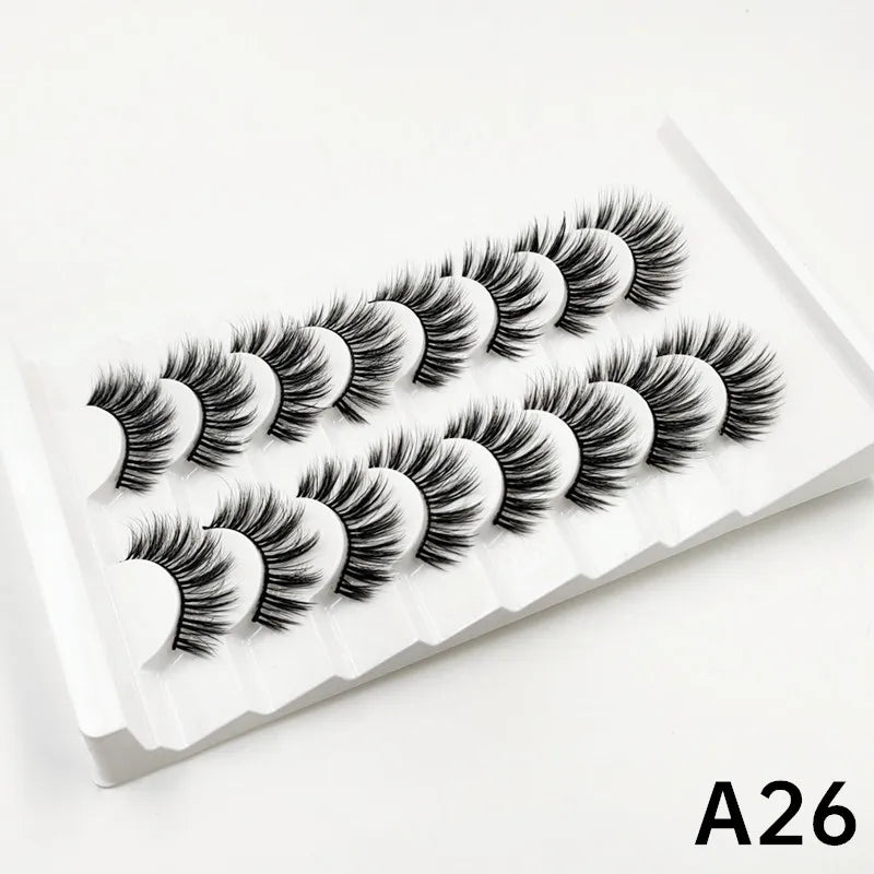 MIOFIA 8 pairs 3D mink eyelashes wholesale, no cruel mink eyelashes, artificial mink lashes bulk, natural false eyelashes makeup