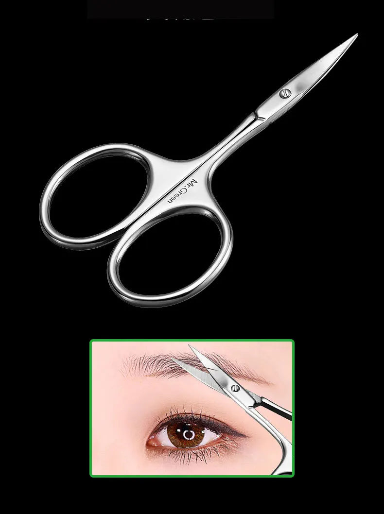 MR.GREEN Manicure Precision Professional Stainless Steel  Eyebrow Eyelash Hair Remover Trimme Tool  Eyebrow Scissors Curved Blad