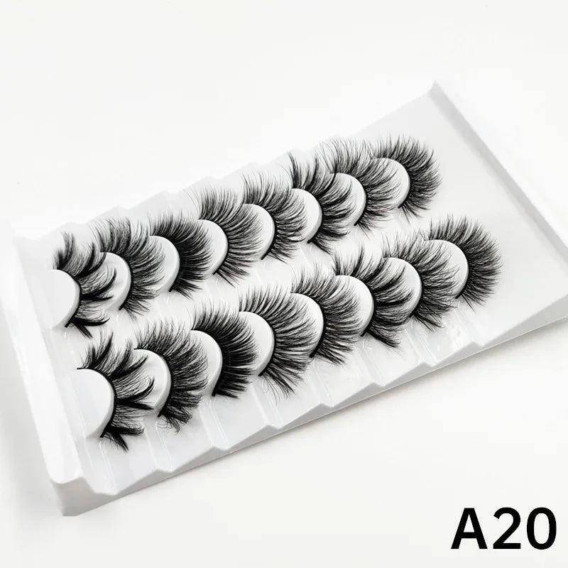 MIOFIA 8 pairs 3D mink eyelashes wholesale, no cruel mink eyelashes, artificial mink lashes bulk, natural false eyelashes makeup