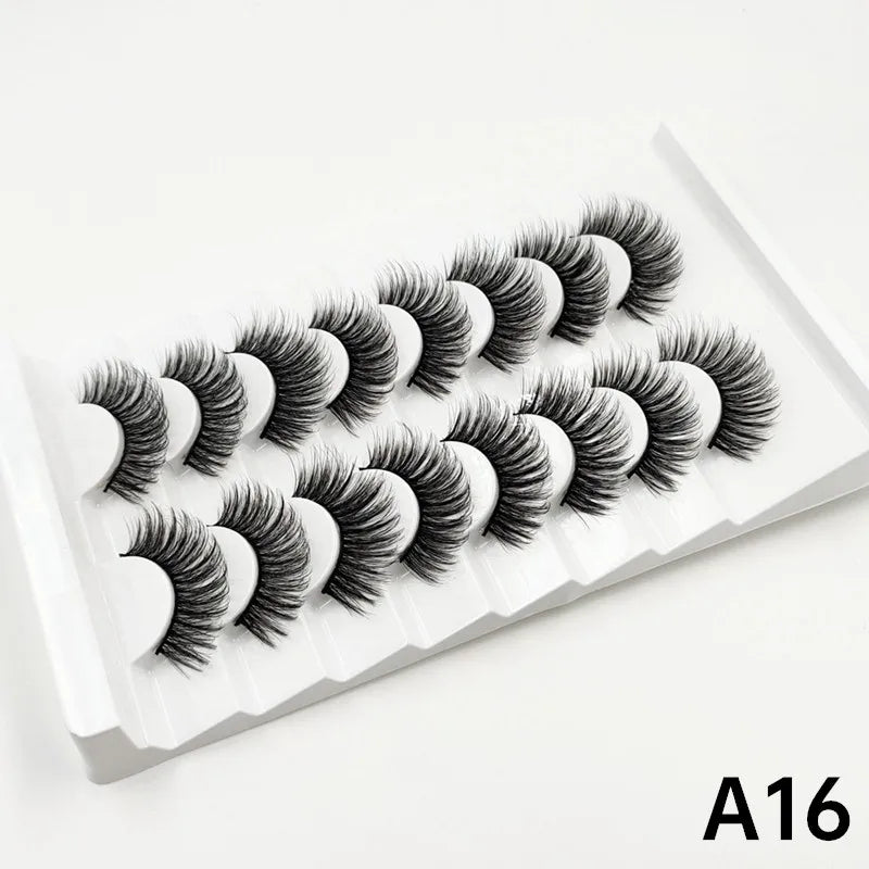 MIOFIA 8 pairs 3D mink eyelashes wholesale, no cruel mink eyelashes, artificial mink lashes bulk, natural false eyelashes makeup