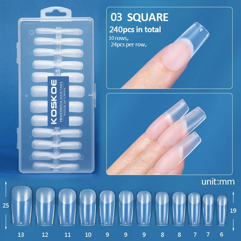 300/240pcs Matte Soft Gel Tips Short Almond Fake Nail Tips Nails Set Press On False Nail Full Cover Short Almond Nail Capsules