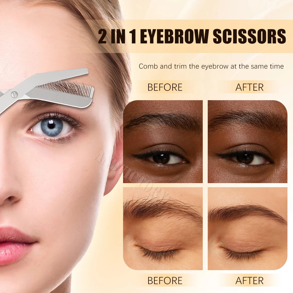 1Pcs Eyebrow Trimmer Scissors with Combs Eyebrow Trimming Scissors with Comb 2-in-1 Eyebrow Scissors Grooming Tool