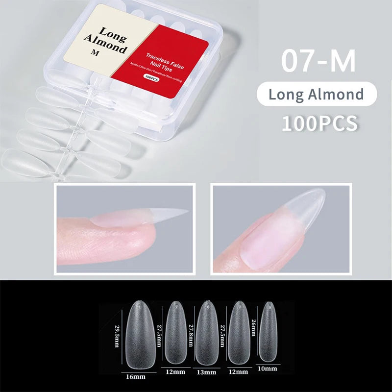300pcs/box Transparent Fake Nail Acrylic Tips Soft Gel Full Matte Finish Nail Gel French Ballerinas Capsules Press On  Tips