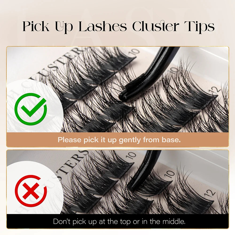 BEFER Cluster Lashes D Curl DIY Eyeslash Extension Lash Cluster Fluffy Volume Individual Natural False Eyelashes Clusters