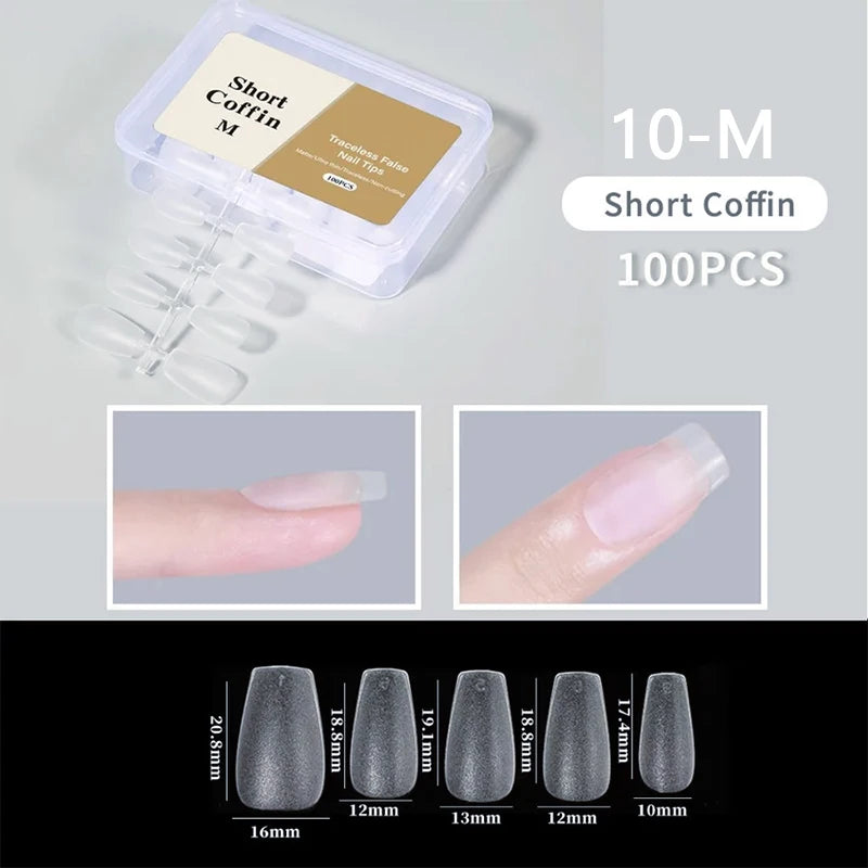 300pcs/box Transparent Fake Nail Acrylic Tips Soft Gel Full Matte Finish Nail Gel French Ballerinas Capsules Press On  Tips