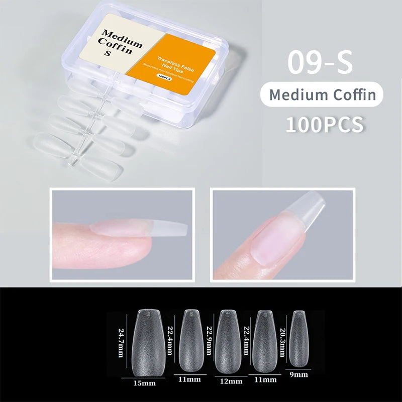 300pcs/box Transparent Fake Nail Acrylic Tips Soft Gel Full Matte Finish Nail Gel French Ballerinas Capsules Press On  Tips