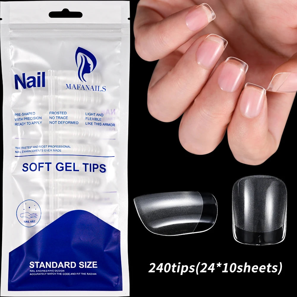120/240Pcs Short Square Press On Nails Summer Colorful French Tip Fake Nails Extension Wearable Full Cover False Nails for Girls
