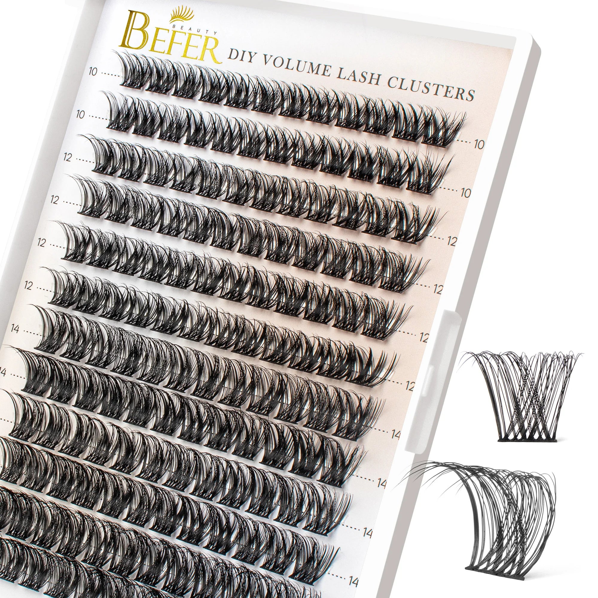 BEFER Cluster Lashes D Curl DIY Eyeslash Extension Lash Cluster Fluffy Volume Individual Natural False Eyelashes Clusters