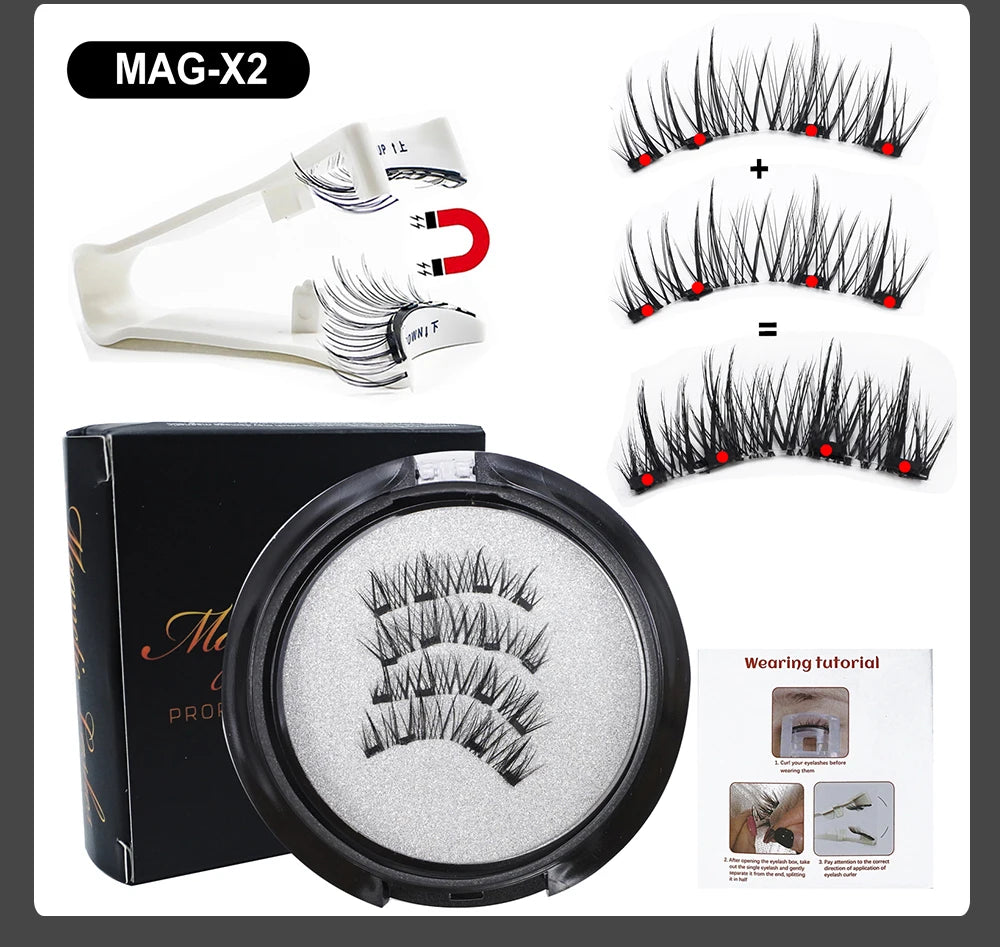 RED SIREN Magnetic Eyelashes With Applicator Reusable Natural Magnetic Lashes Kit No Glue Needed Soft Clear Band False Eyelashes