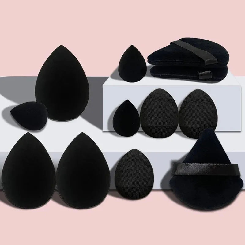 Solid color 12PCS makeup sponge set, loose powder and finger catching Thumb Puff Cotton Mini Powders Puffs Soft Makeups EggsSets