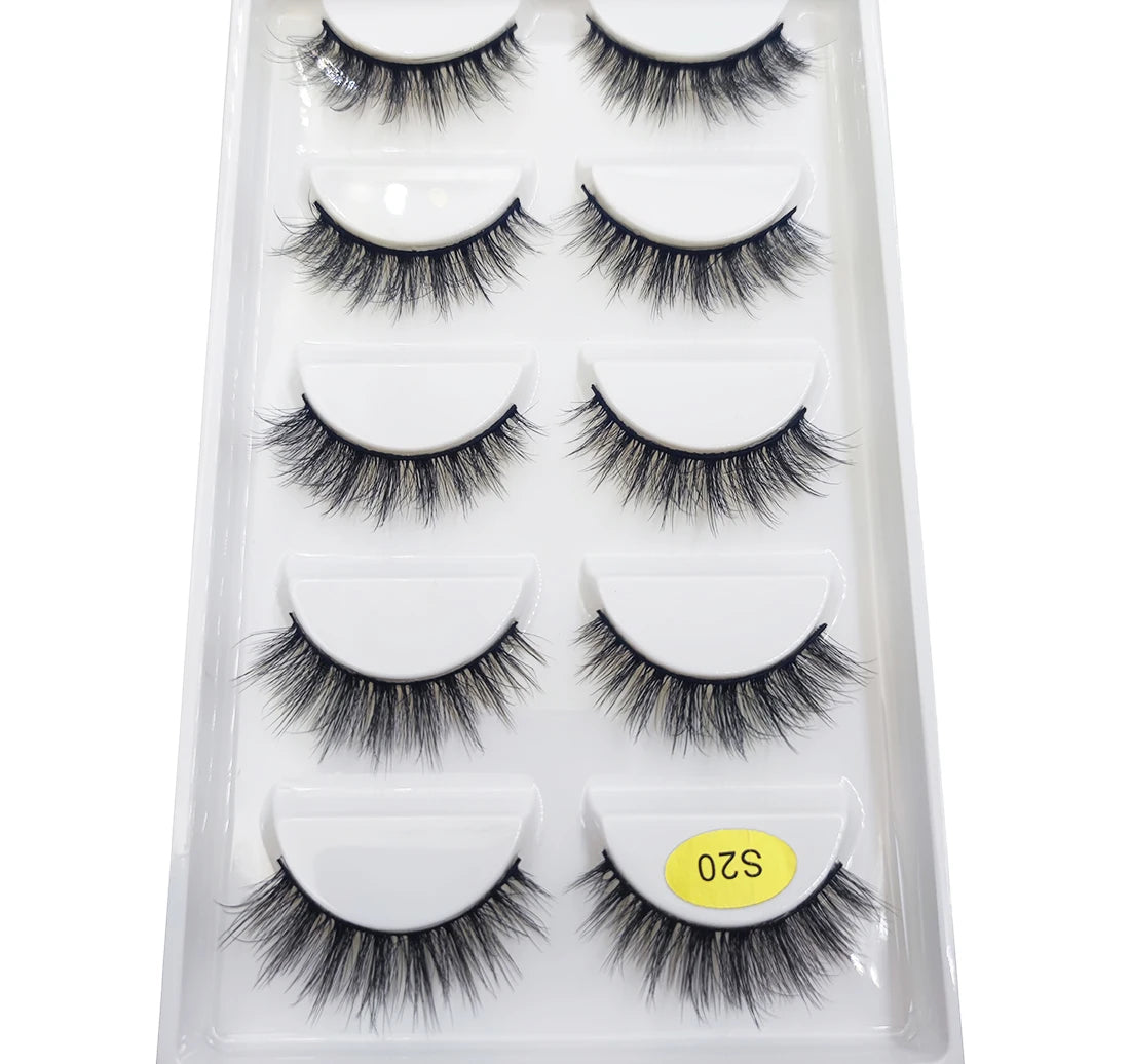 New 5 Pairs Natural 3D False Eyelashes Makeup Mink Eyelash Fake Eye Lashes Faux Cils Make Up Beauty Maquillaje Tools H13 Cat
