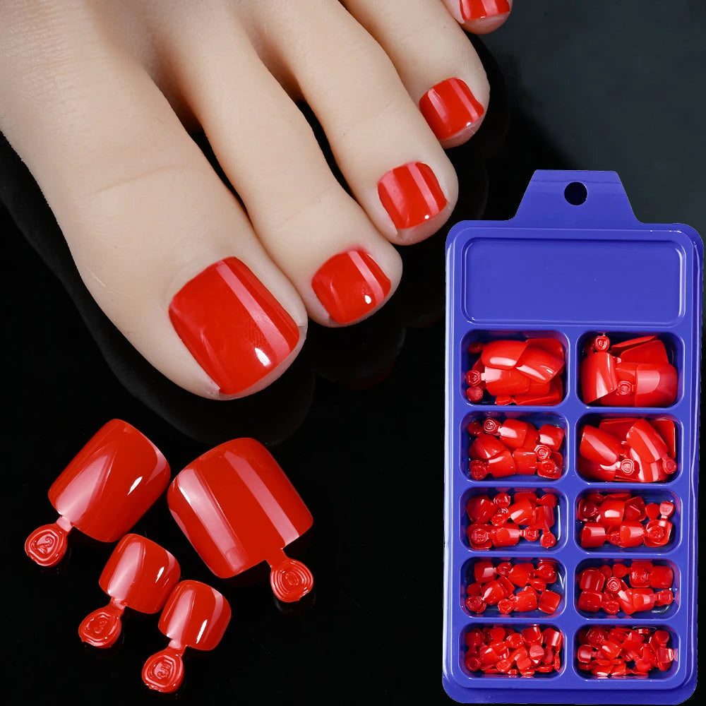 100/120Pcs Glossy Black White Press On Toenails Short Square Full Cover Fake Toe Nails Acrylic Toe False Tips Summer Manicure DI