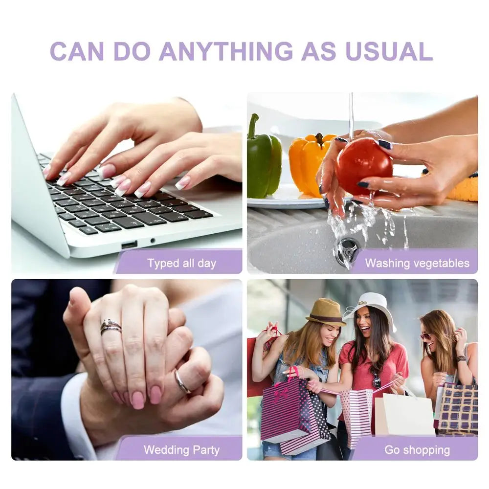 24Pcs Shiny Black False Nails With Jelly Glue Artificial Long Stiletto Fake Nail DIY Full Cover Finger Tips Manicure Tool