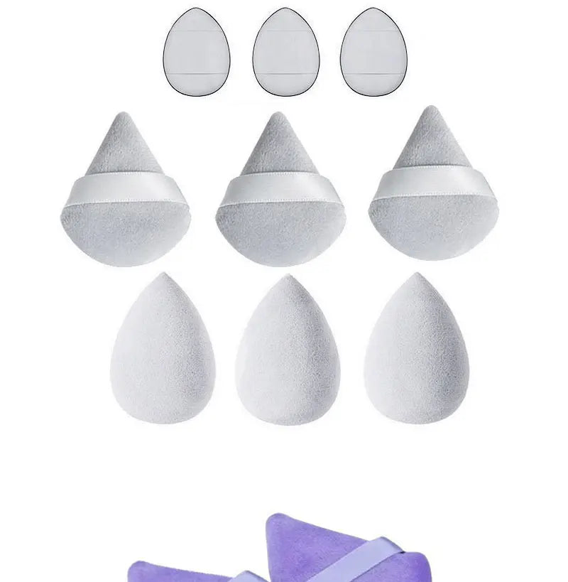 Solid color 12PCS makeup sponge set, loose powder and finger catching Thumb Puff Cotton Mini Powders Puffs Soft Makeups EggsSets